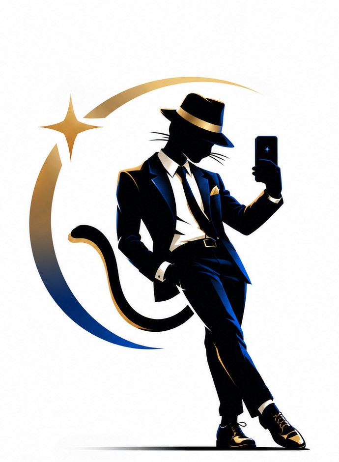 Official NovaCat fedora-wearing character holding a phone